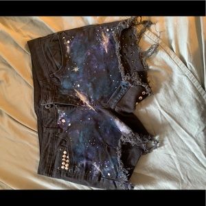 Urban Vibe Studded Denim Galaxy Shorts